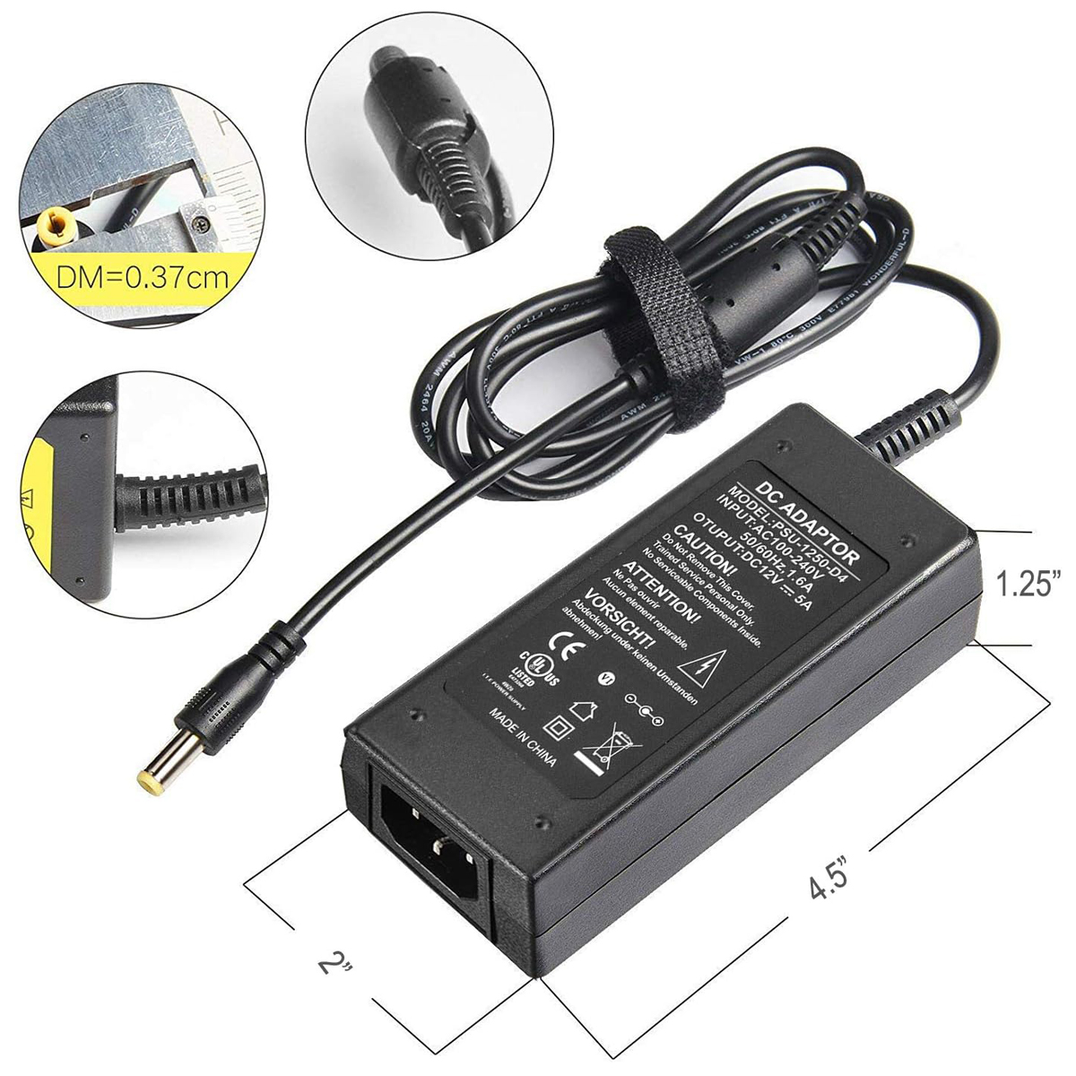 12V 5A AC to DC Power Adapter