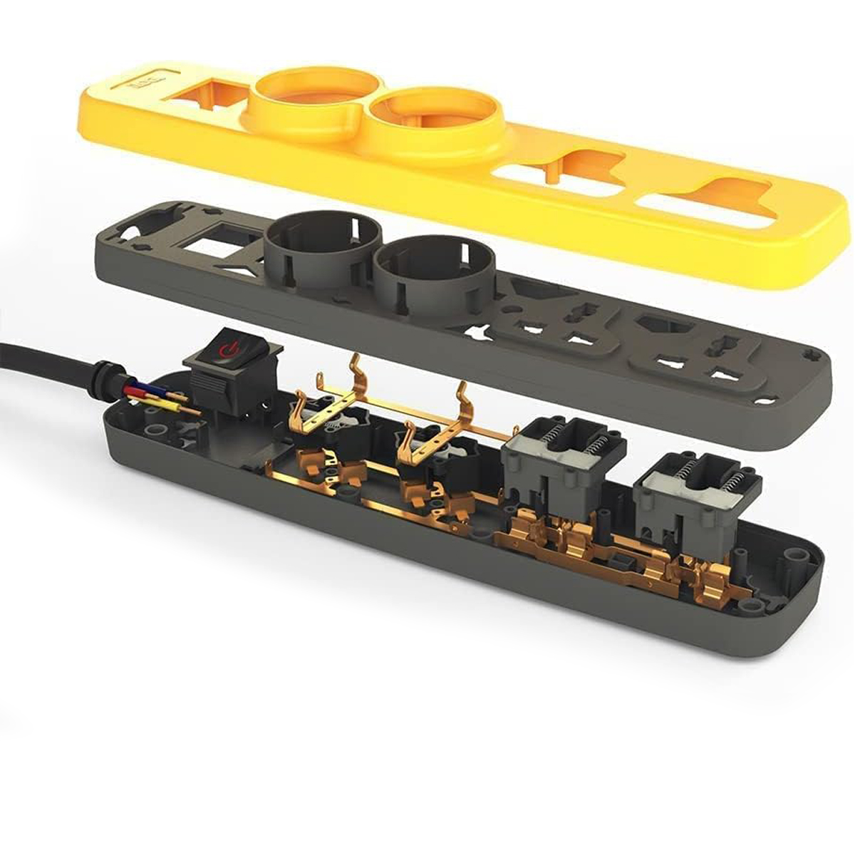 سه ساکته پاور استریپ آی لوک iLOCK power strip 4 outlets (2 schuko sockets + 2 universal sockets) (yellow)